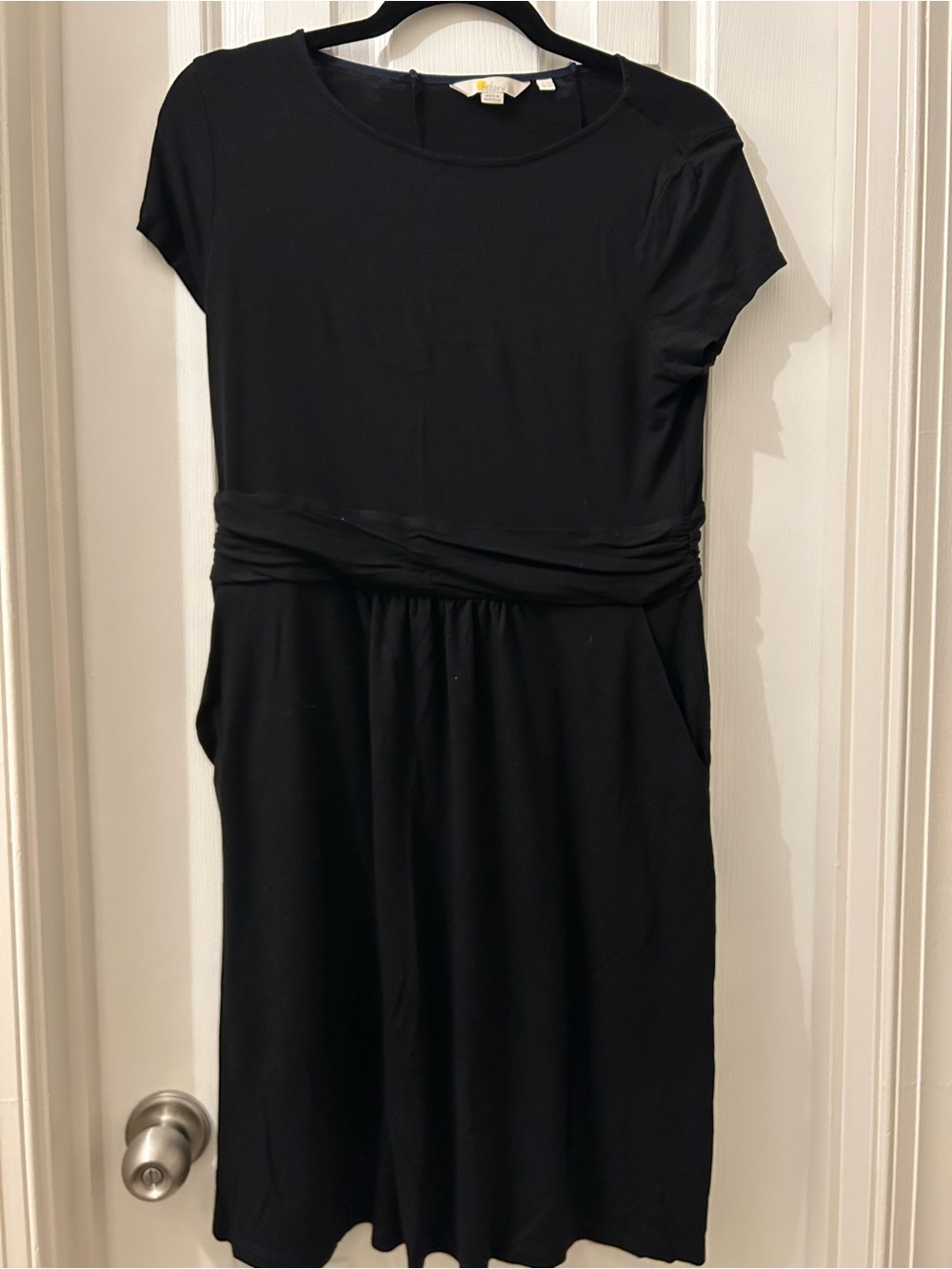 Boden Black Short-Sleeve Midi Dress